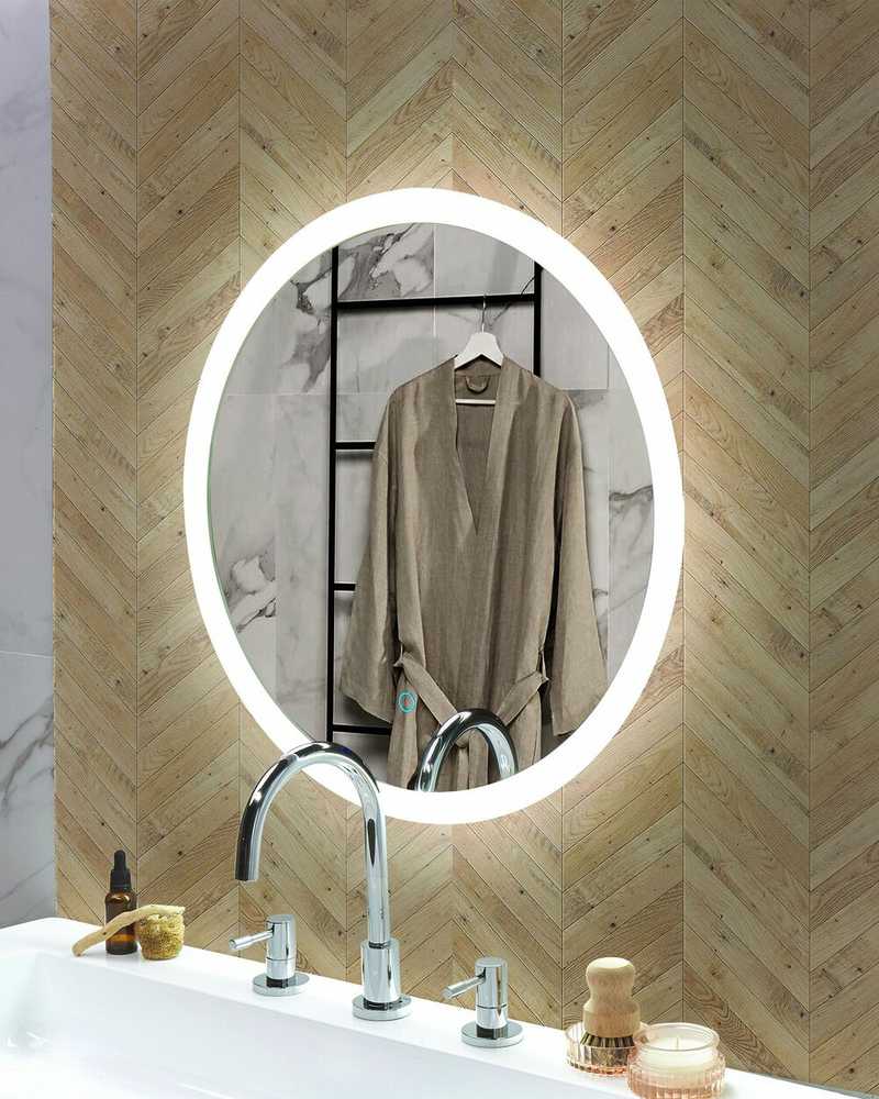 Beliani Vonios veidrodis su LED apšvietimu YSER 58 cm sidabrinės spalvos