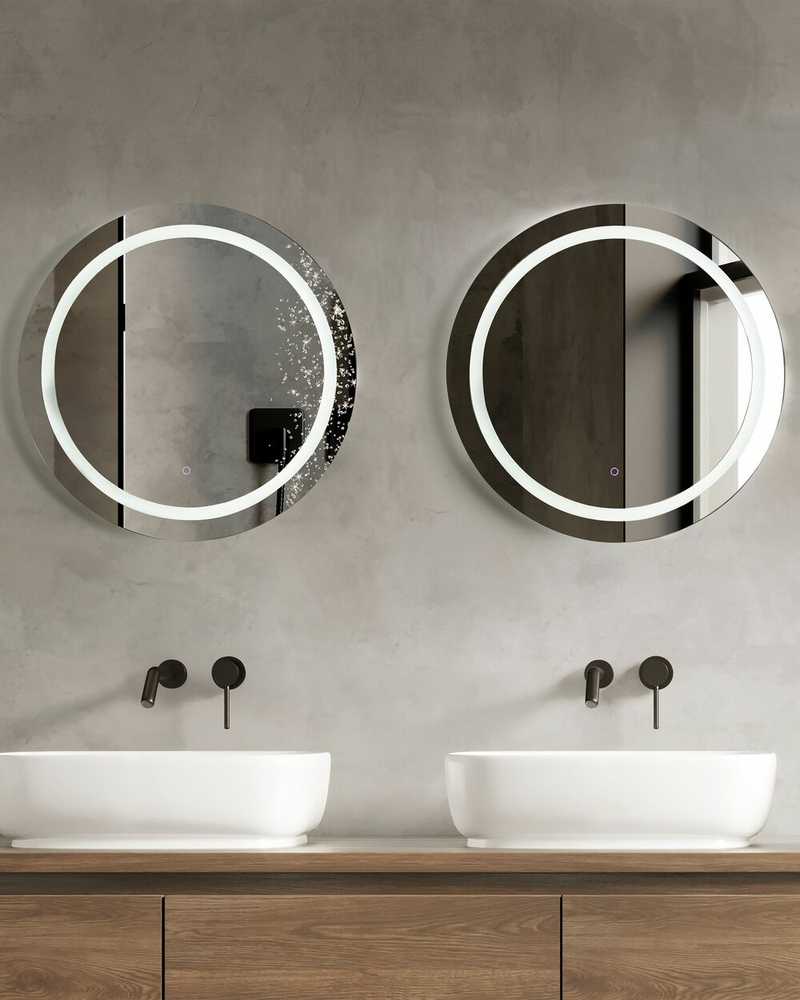 Beliani Voninis veidrodis LED COURSEULLES 79 cm 79 cm sidabrinis