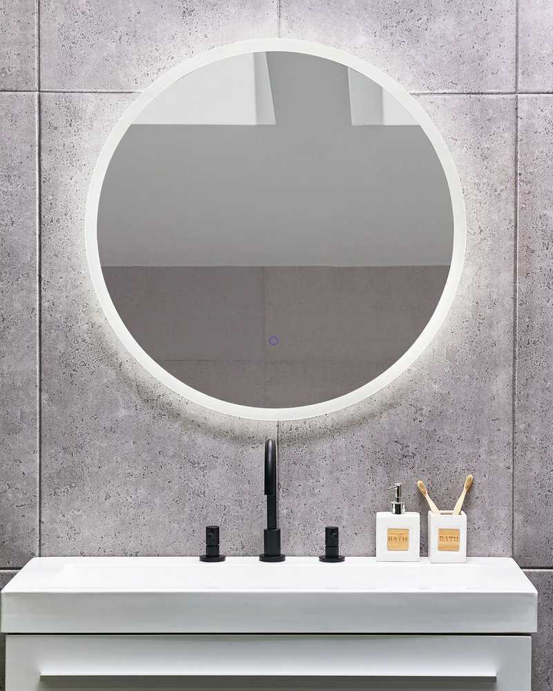 Beliani Vonios veidrodis LED DEAUVILLE 79 cm 79 cm sidabrinis