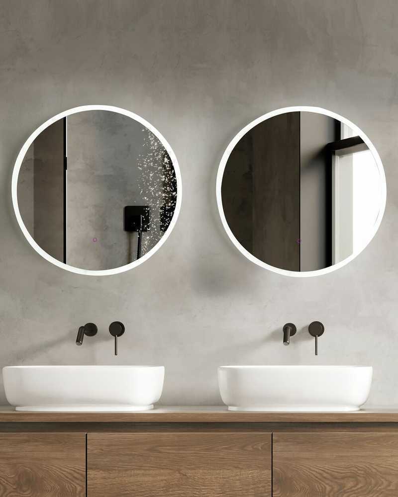 Beliani Vonios veidrodis LED DEAUVILLE 79 cm 79 cm sidabrinis