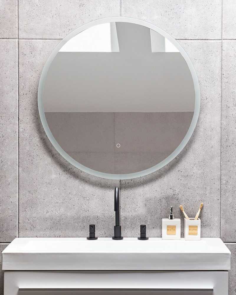 Beliani Vonios veidrodis LED DEAUVILLE 79 cm 79 cm sidabrinis