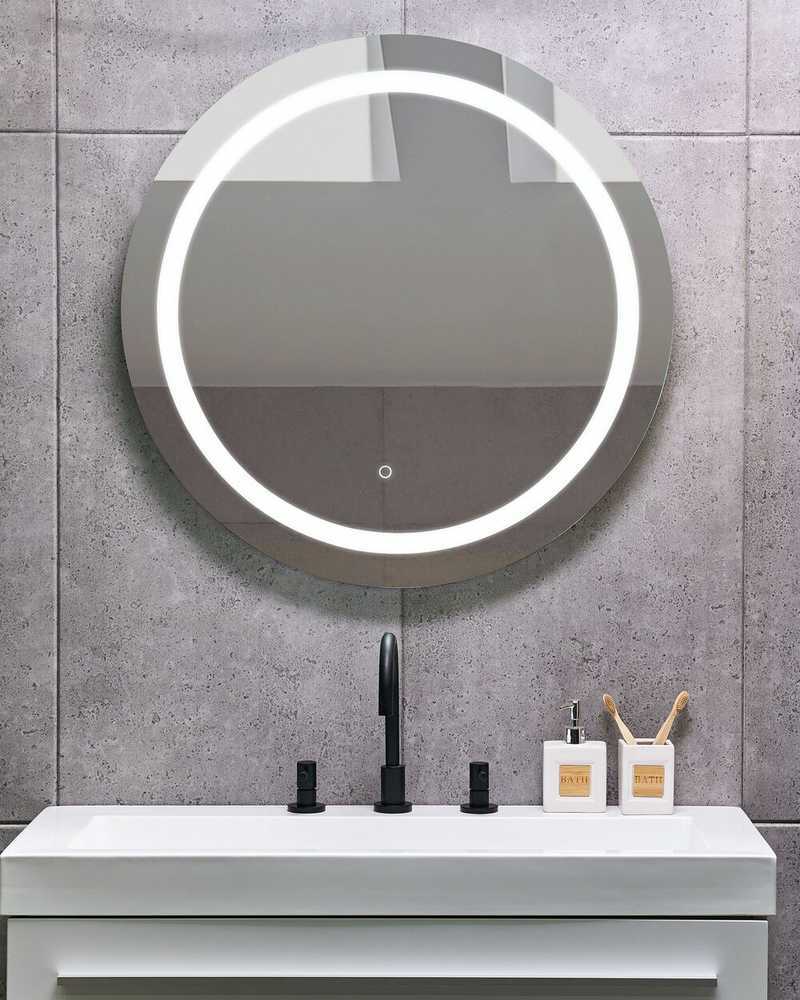 Beliani Voninis veidrodis LED COURSEULLES 79 cm 79 cm sidabrinis