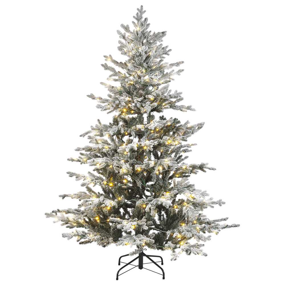 Beliani Dirbtinė snieguota Kalėdų eglutė su LED lemputėmis BRISCO 180 cm, balta