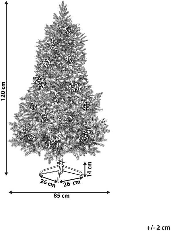 Beliani Dirbtinė Kalėdų eglutė su LED lemputėmis PALOMAR 120 cm tamsiai žalia