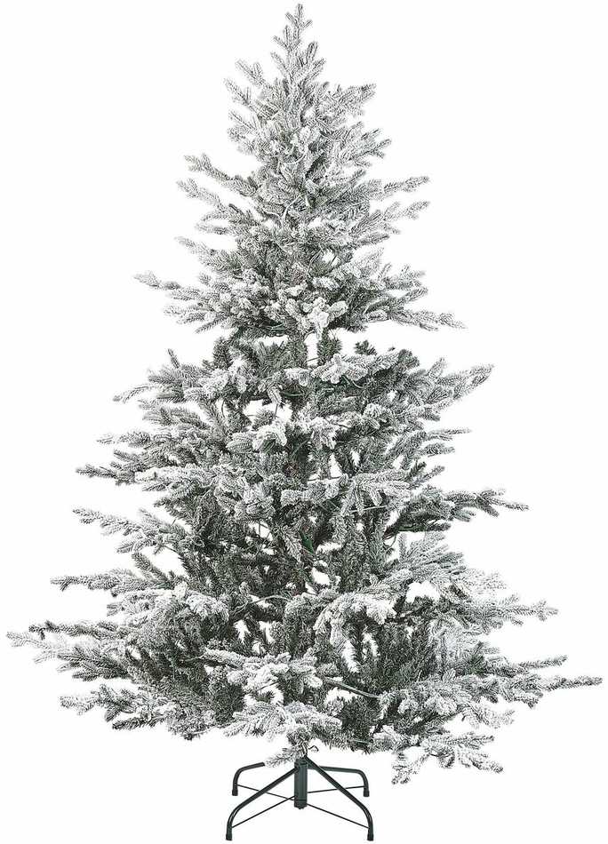 Beliani Dirbtinė snieguota Kalėdų eglutė su LED lemputėmis BRISCO 180 cm, balta