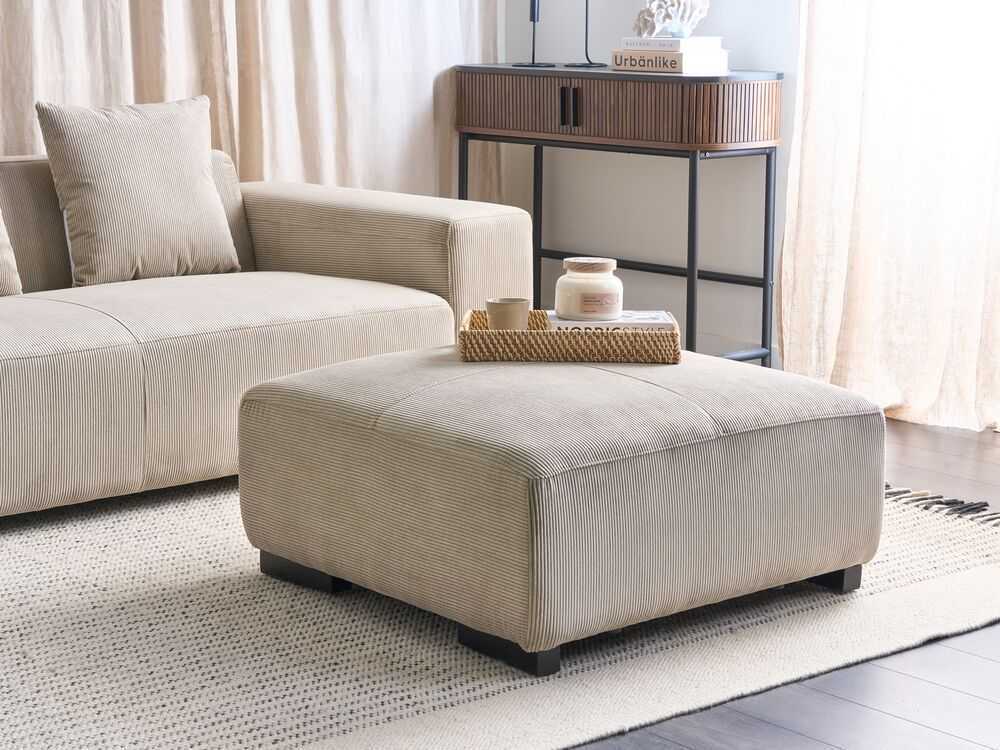 Beliani Otomana LUNGO velveting smėlio spalvos