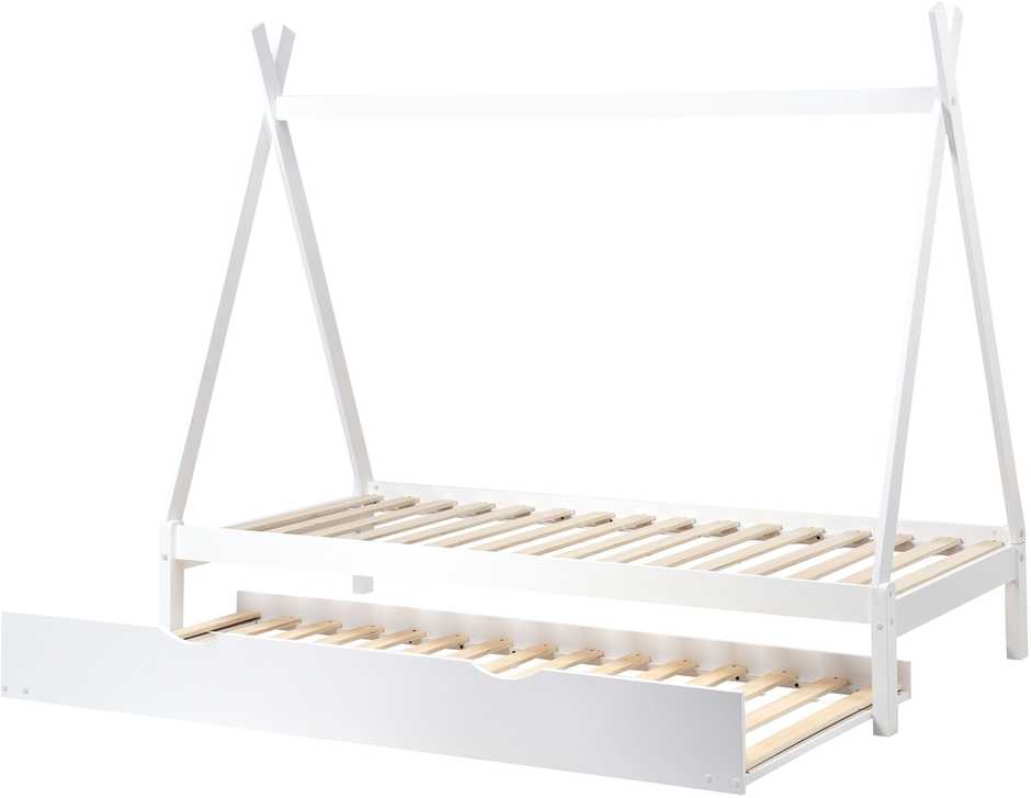 Beliani Ištraukiama vaikiška lova TALMONTIERS, pušies mediena, 90 × 200 cm, balta