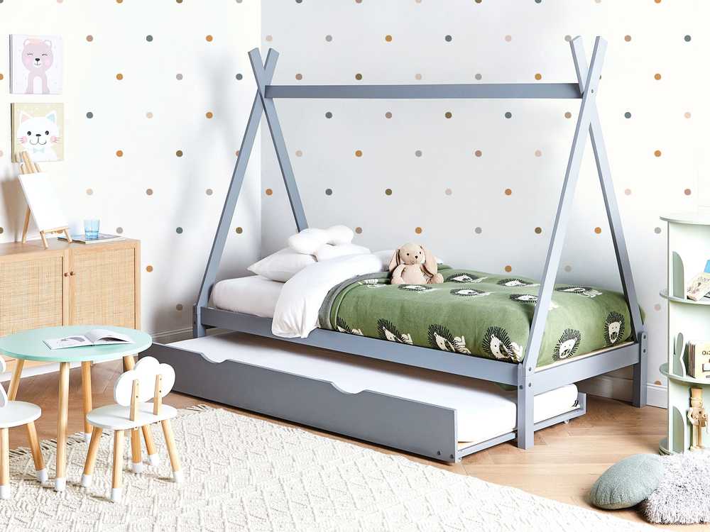 Ištraukiama vaikiška lova Beliani TALMONTIERS, pušies mediena, 90 x 200 cm, pilka