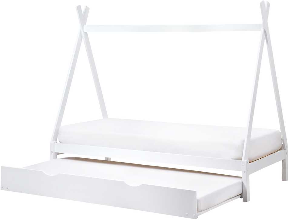 Beliani Ištraukiama vaikiška lova TALMONTIERS, pušies mediena, 90 × 200 cm, balta