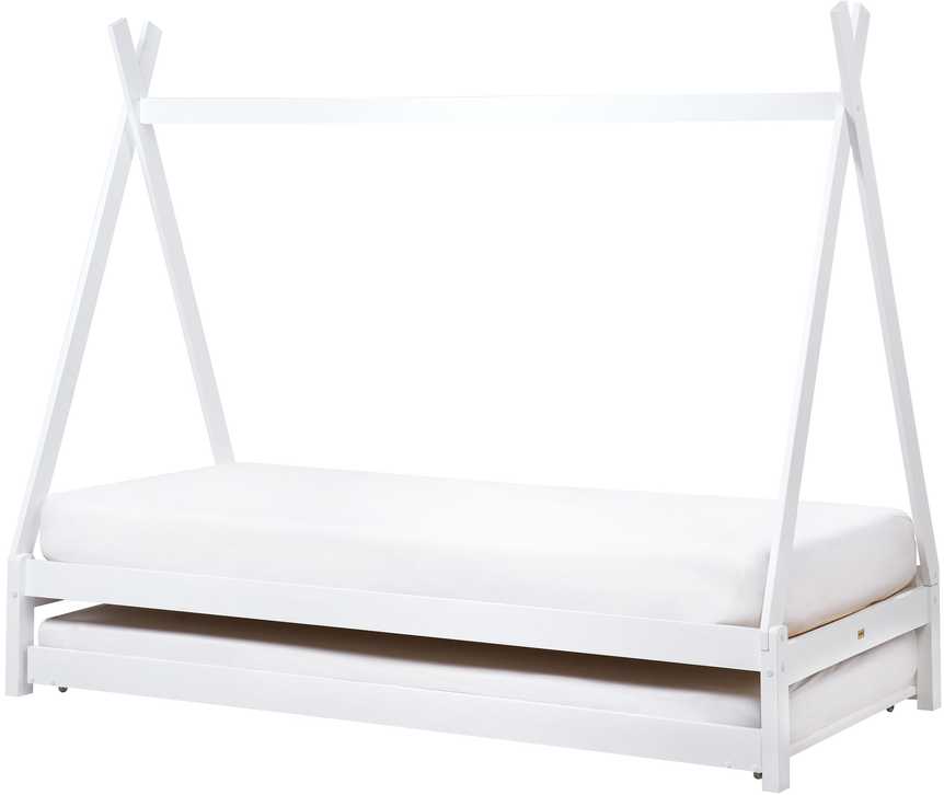 Beliani Ištraukiama vaikiška lova TALMONTIERS, pušies mediena, 90 × 200 cm, balta