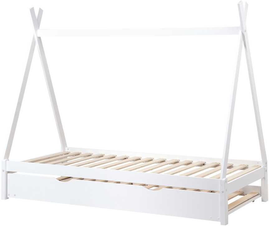 Beliani Ištraukiama vaikiška lova TALMONTIERS, pušies mediena, 90 × 200 cm, balta