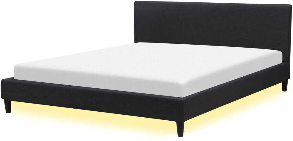 Beliani LED lova FITOU 180 x 200 cm juoda