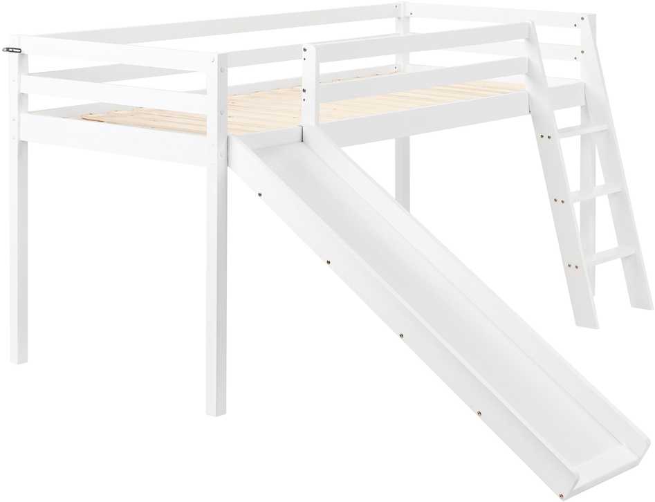 Beliani Dviaukštė lova su čiuožykla iš pušies medienos STAPLE, 90 x 200 cm, balta