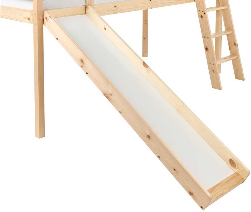 Beliani Dviaukštė lova iš pušies medienos STAPLE 90 x 200 cm su čiuožykla, šviesiai ruda