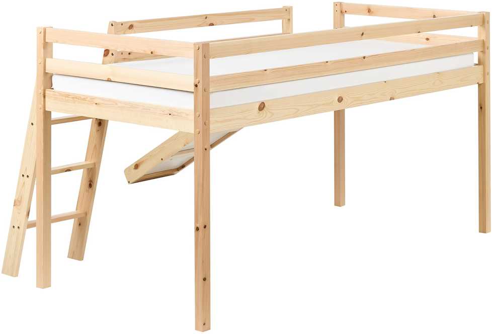 Beliani Dviaukštė lova iš pušies medienos STAPLE 90 x 200 cm su čiuožykla, šviesiai ruda