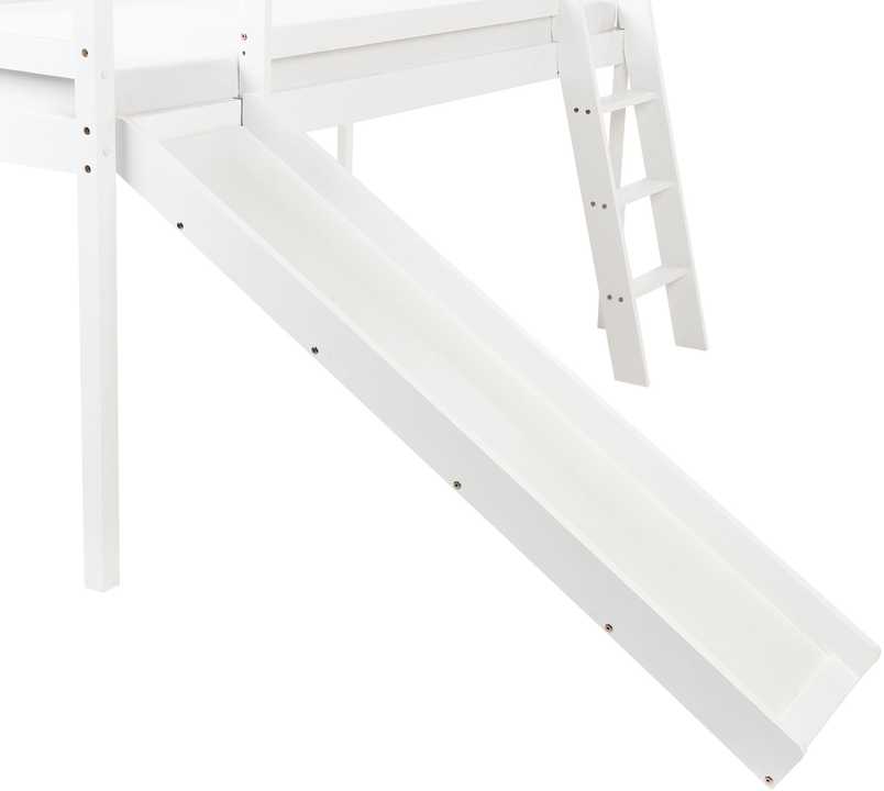 Beliani Dviaukštė lova su čiuožykla iš pušies medienos STAPLE, 90 x 200 cm, balta