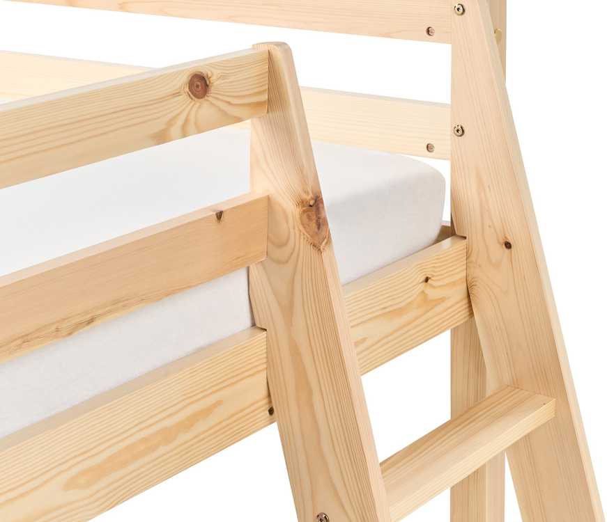 Beliani Dviaukštė lova iš pušies medienos STAPLE 90 x 200 cm su čiuožykla, šviesiai ruda
