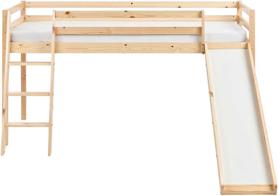 Beliani Dviaukštė lova iš pušies medienos STAPLE 90 x 200 cm su čiuožykla, šviesiai ruda