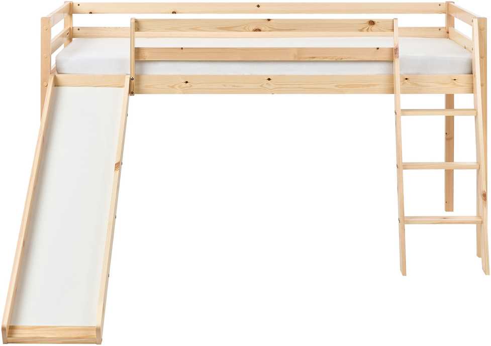 Beliani Dviaukštė lova iš pušies medienos STAPLE 90 x 200 cm su čiuožykla, šviesiai ruda