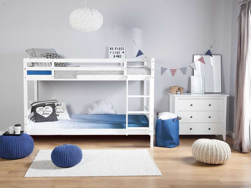 Beliani Dviaukštė lova iš pušies medienos ALBON 90 x 200 cm balta