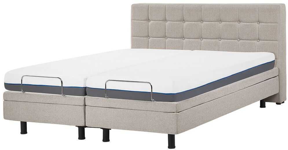 Beliani Reguliuojama lova DUKE 180 x 200 cm smėlio spalvos