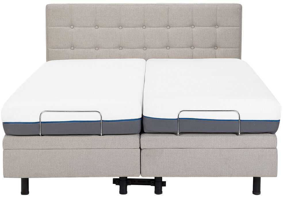 Beliani Reguliuojama lova DUKE 180 x 200 cm smėlio spalvos