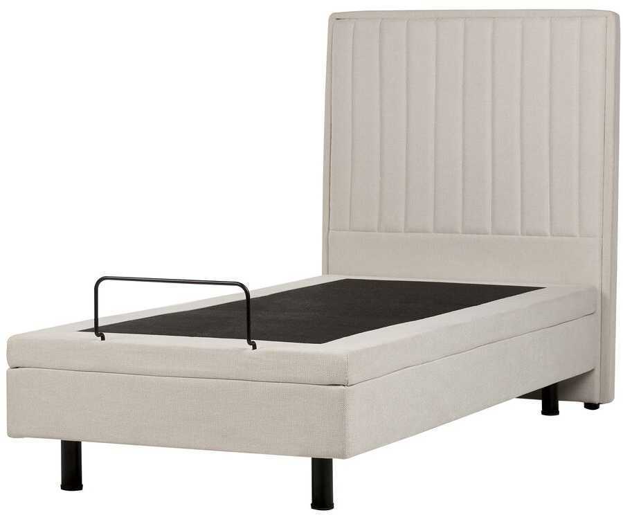 Beliani Reguliuojama lova CASTELLAN 90 x 200 cm šviesiai smėlio spalvos
