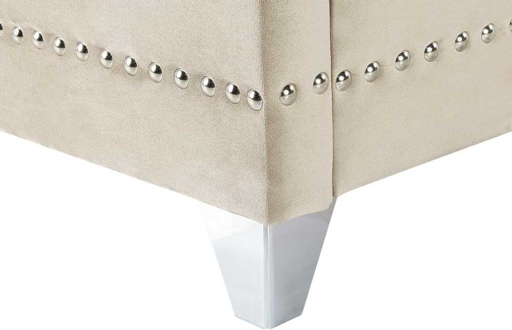 Beliani Velvetinė lova AYETTE 160 x 200 cm smėlio spalvos