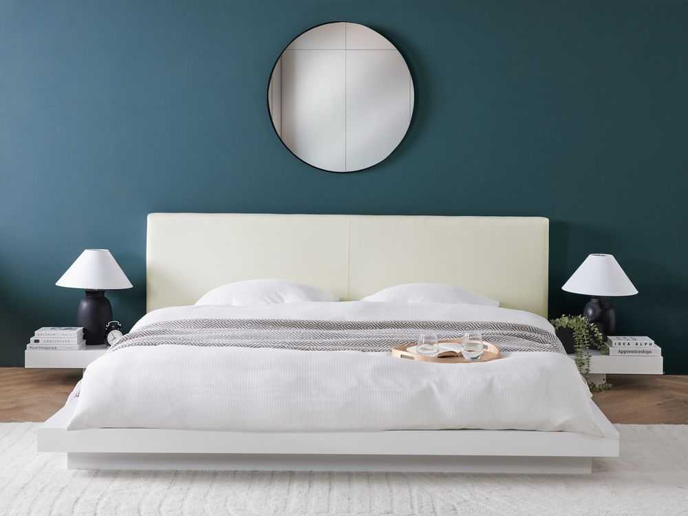 Beliani Vandens lova iš dirbtinės odos ZEN 180 x 200 cm, balta