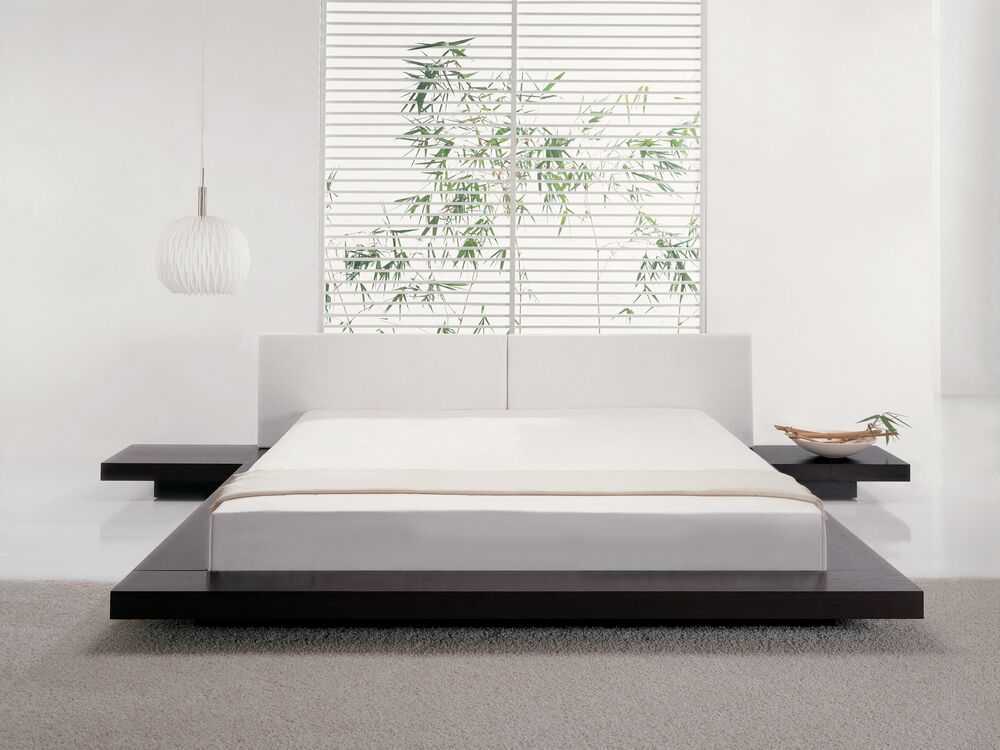 Beliani Vandeninė lova iš dirbtinės odos ZEN 180 x 200 cm tamsaus uosio spalvos
