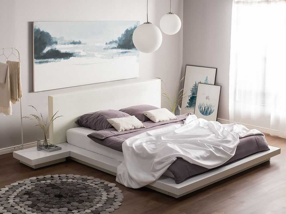 Beliani Vandens lova iš dirbtinės odos ZEN 160 x 200 cm balta