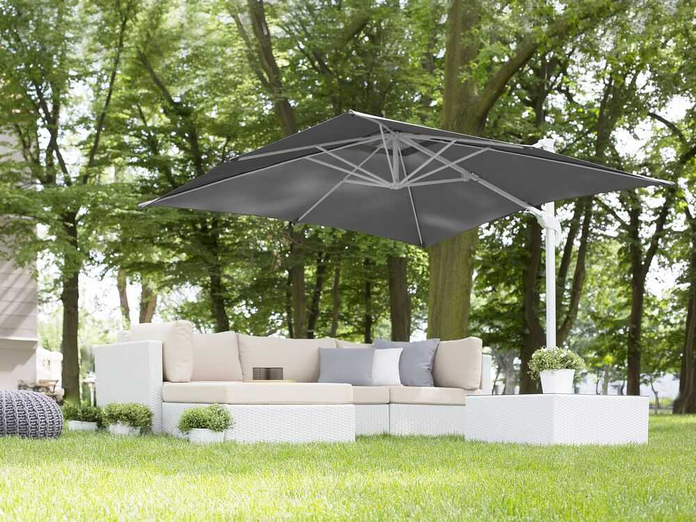 Beliani Pakabinamas sodo skėtis 250 cm MONZA tamsiai pilkas