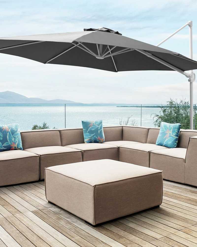 Beliani Sodo skėtis su svirtimi 295 cm SAVONA II tamsiai pilkas