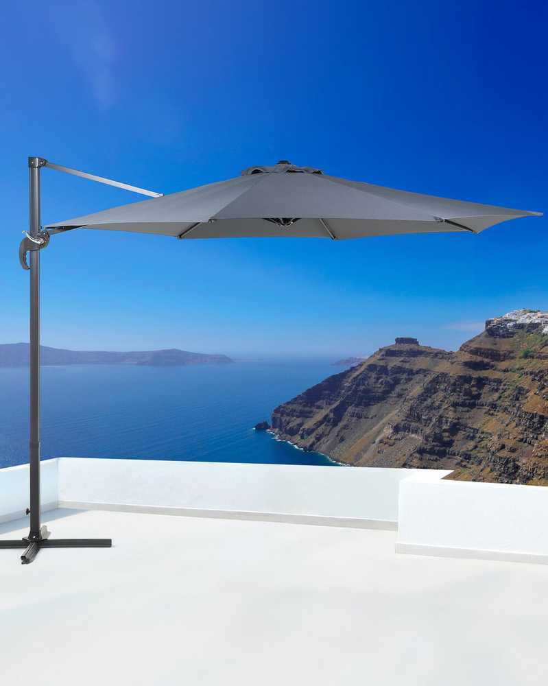 Beliani Sodo skėtis su svirtimi 294 cm SAVONA tamsiai pilkas