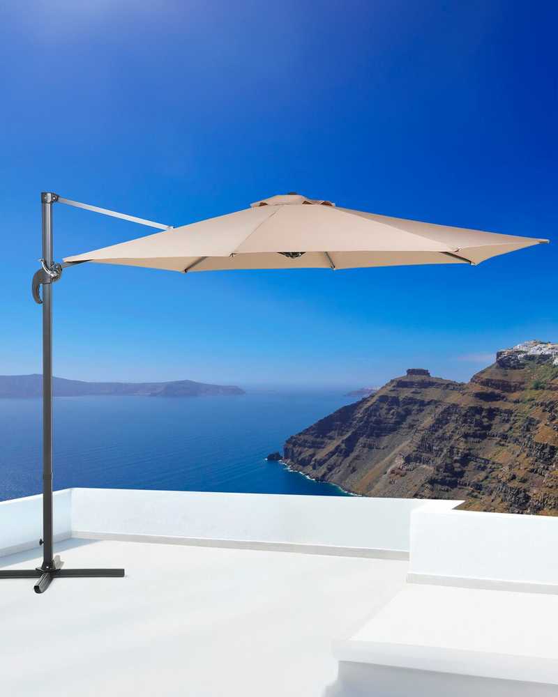 Beliani Sodo skėtis su svirtimi 294 cm SAVONA smėlio spalvos