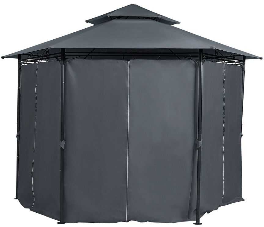 Beliani Sodo paviljonas PORTEL Metal 350 cm 350 cm grafito spalvos
