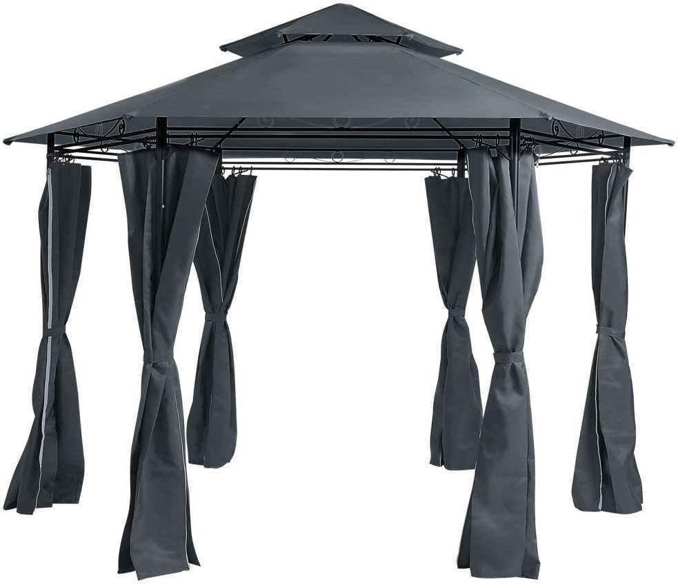 Beliani Sodo paviljonas PORTEL Metal 350 cm 350 cm grafito spalvos