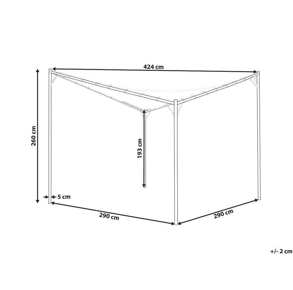 Beliani Sodo pavėsinė AVENTINE metalinė 300 cm 300 cm pilka