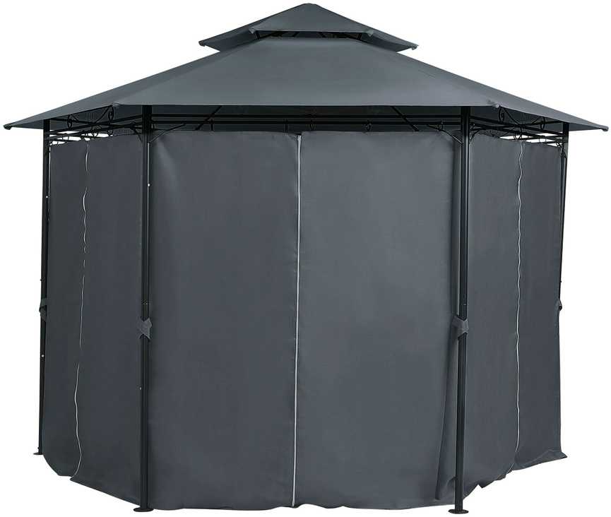 Beliani Sodo paviljonas PORTEL Metal 350 cm 350 cm grafito spalvos