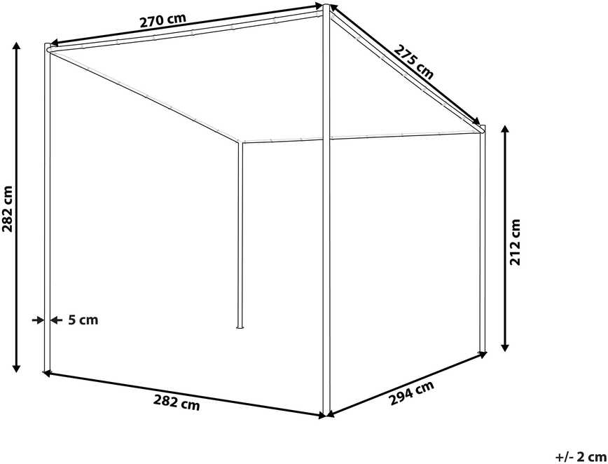 Beliani Sodo pavėsinė VIMINO Metal 282 cm 294 cm tamsiai pilka