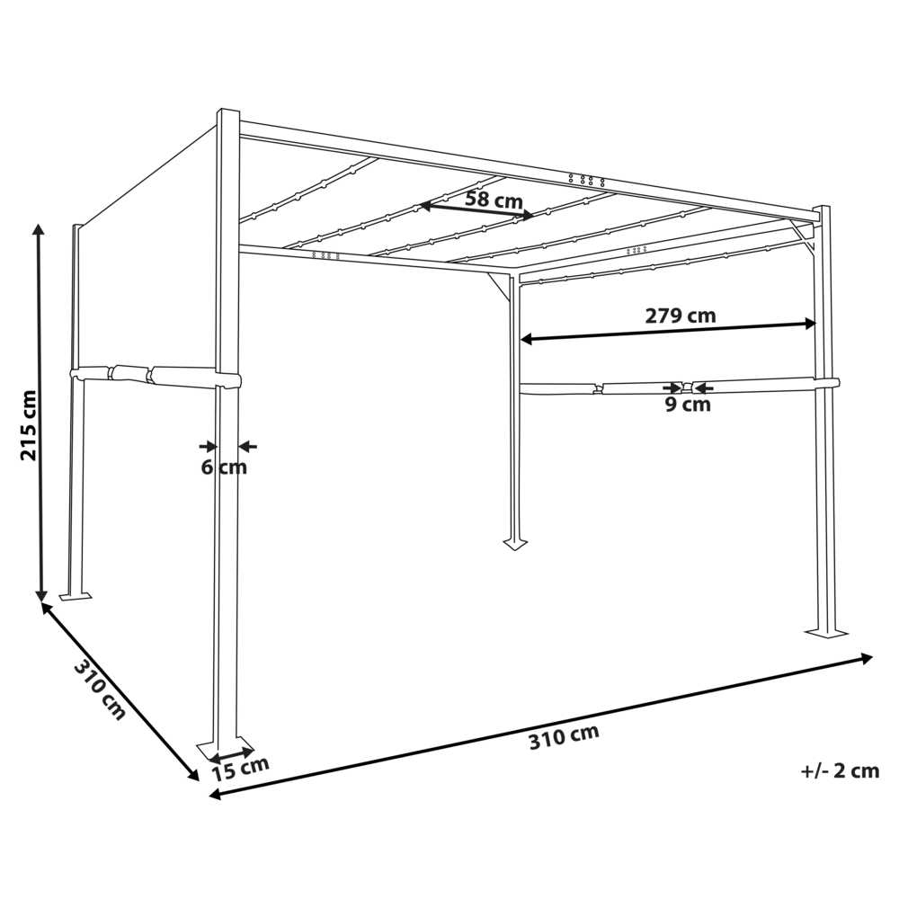 Beliani Sodo pavėsinė su LED apšvietimu PARGA metalinė 310 cm x 310 cm tamsiai pilka