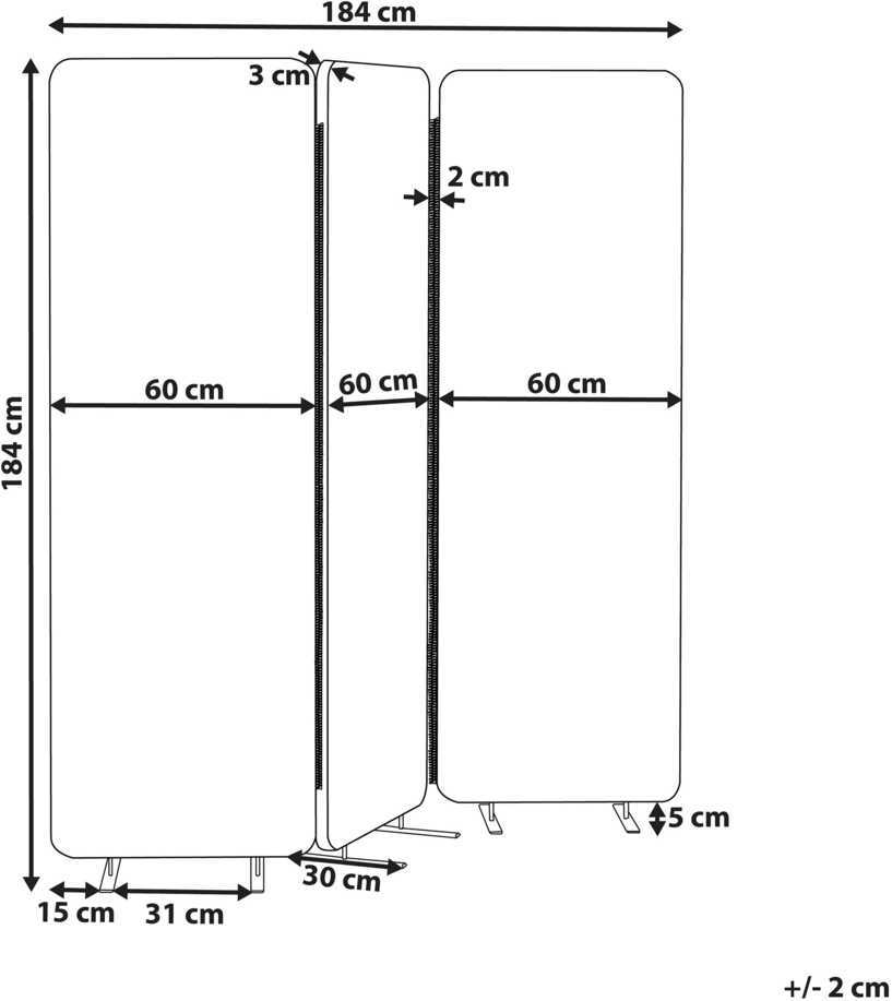 Beliani Pertvara STANDI 184 x 184 cm Pilka