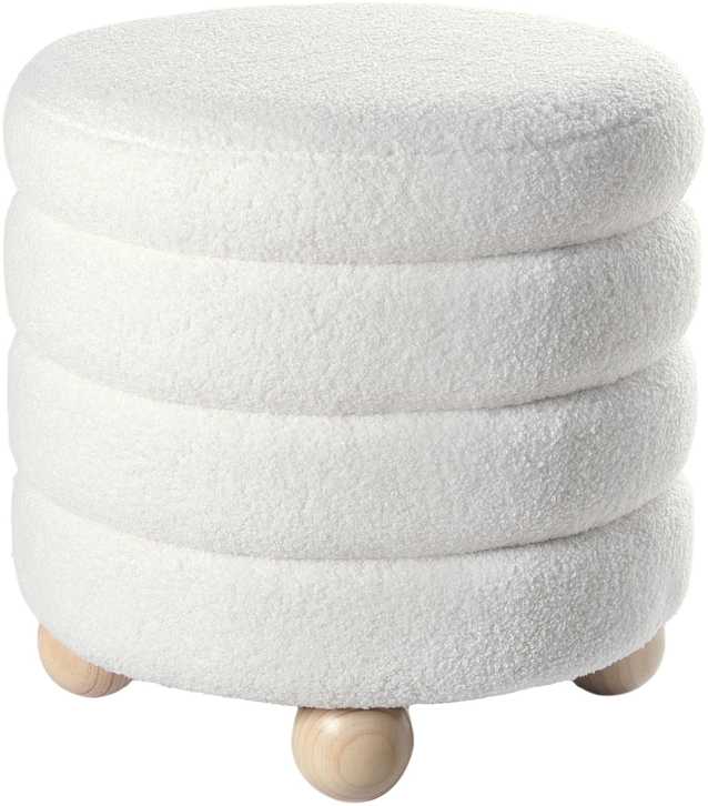 Beliani Pufas CHILLY Boucle, kreminės baltos spalvos