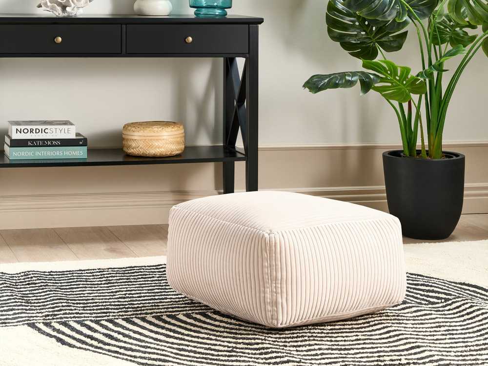 Beliani Pufas MUKKI Velvetas Smėlio spalvos
