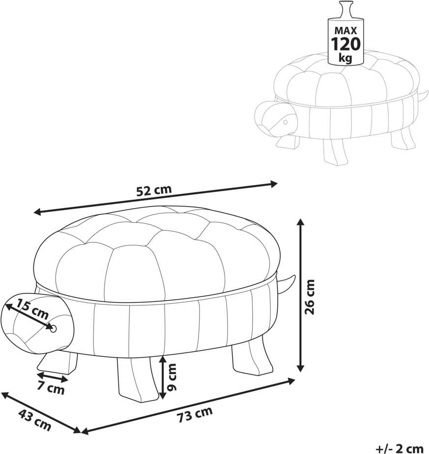Fotelis Beliani Gyvūno formos pufas TURTLE iš dirbtinės odos, tamsiai žalias vėžlys