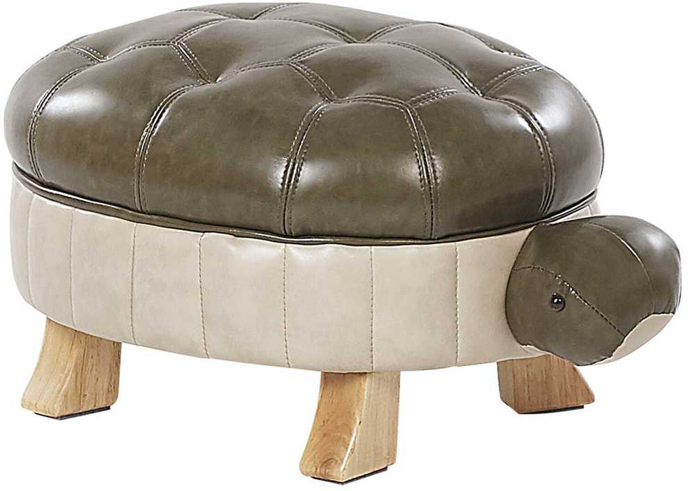 Fotelis Beliani Gyvūno formos pufas TURTLE iš dirbtinės odos, tamsiai žalias vėžlys