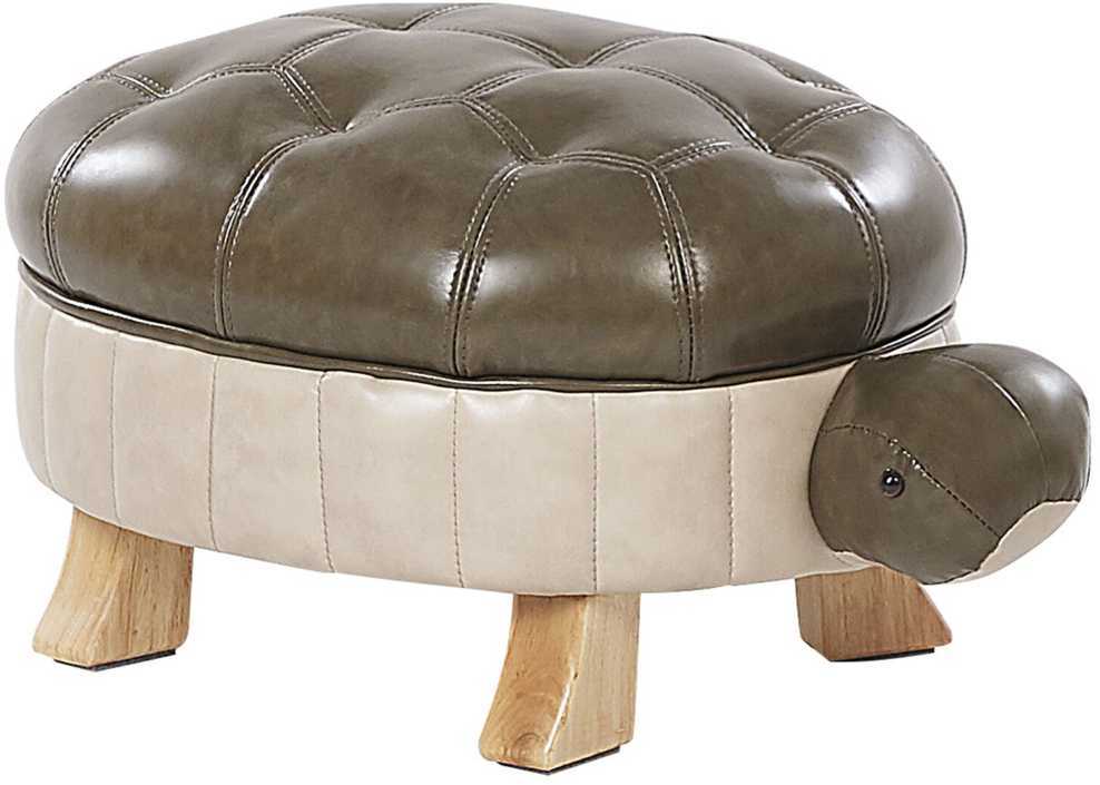 Fotelis Beliani Gyvūno formos pufas TURTLE iš dirbtinės odos, tamsiai žalias vėžlys
