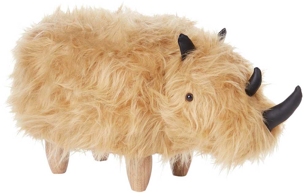 Fotelis Beliani Pufas gyvūnas WOOLLY dirbtinio kailio smėlio spalvos raganosis