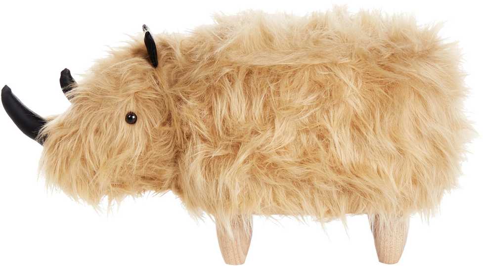 Fotelis Beliani Pufas gyvūnas WOOLLY dirbtinio kailio smėlio spalvos raganosis