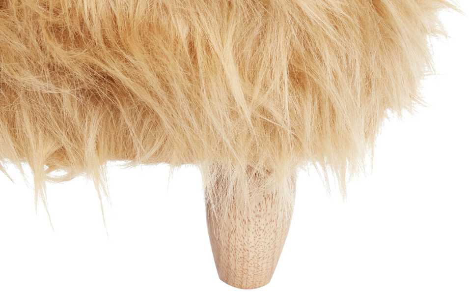 Fotelis Beliani Pufas gyvūnas WOOLLY dirbtinio kailio smėlio spalvos raganosis
